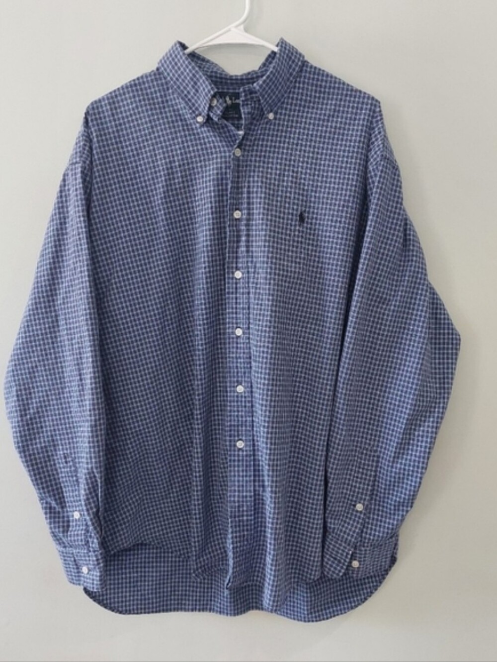 Ralph Lauren Blake Men's Button-down Shirt XL Long Sleeve Blue Plaid Blue Pony
